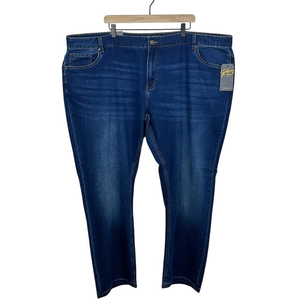 Johnny Bigg Marvin Big Tall Regular Straight Leg Jeans 52 Mid Blue Knit Stretch